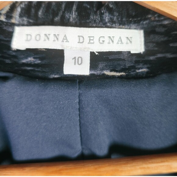 Donna Degnan Textured Woven Blazer Navy Black One Button Size 10 - Picture 3 of 16